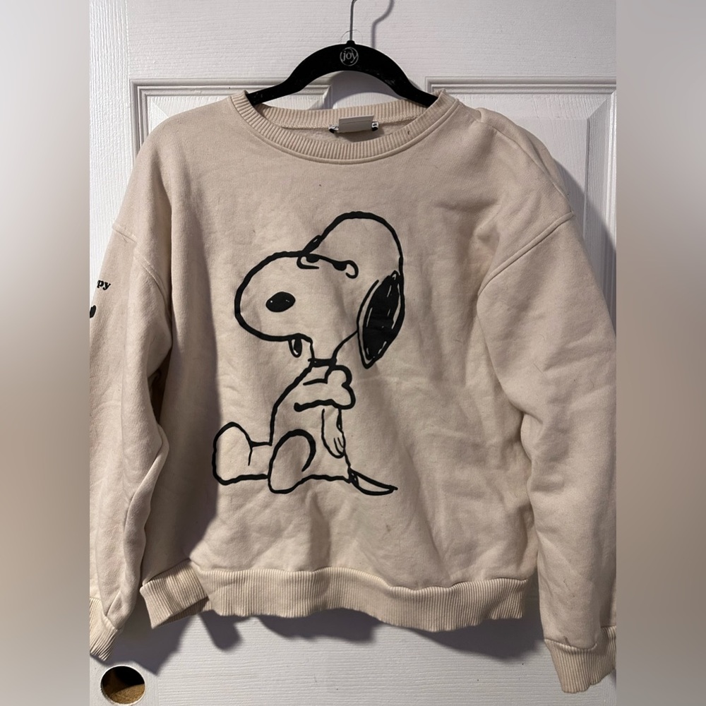Cream colored cozy snoopy sweater